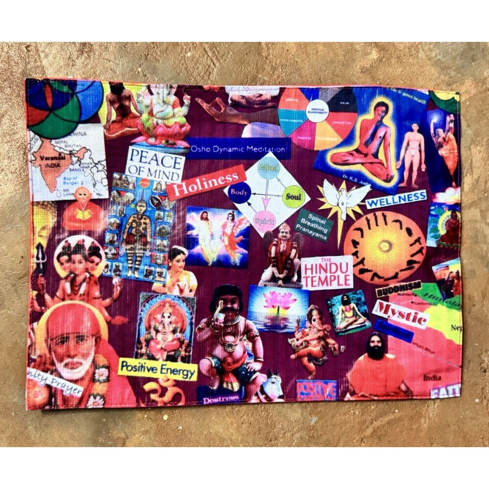 Set 4 New Age Yoga Buddha Wellness Recycled Tarp Placemats 16"x 11.5" Have 30!